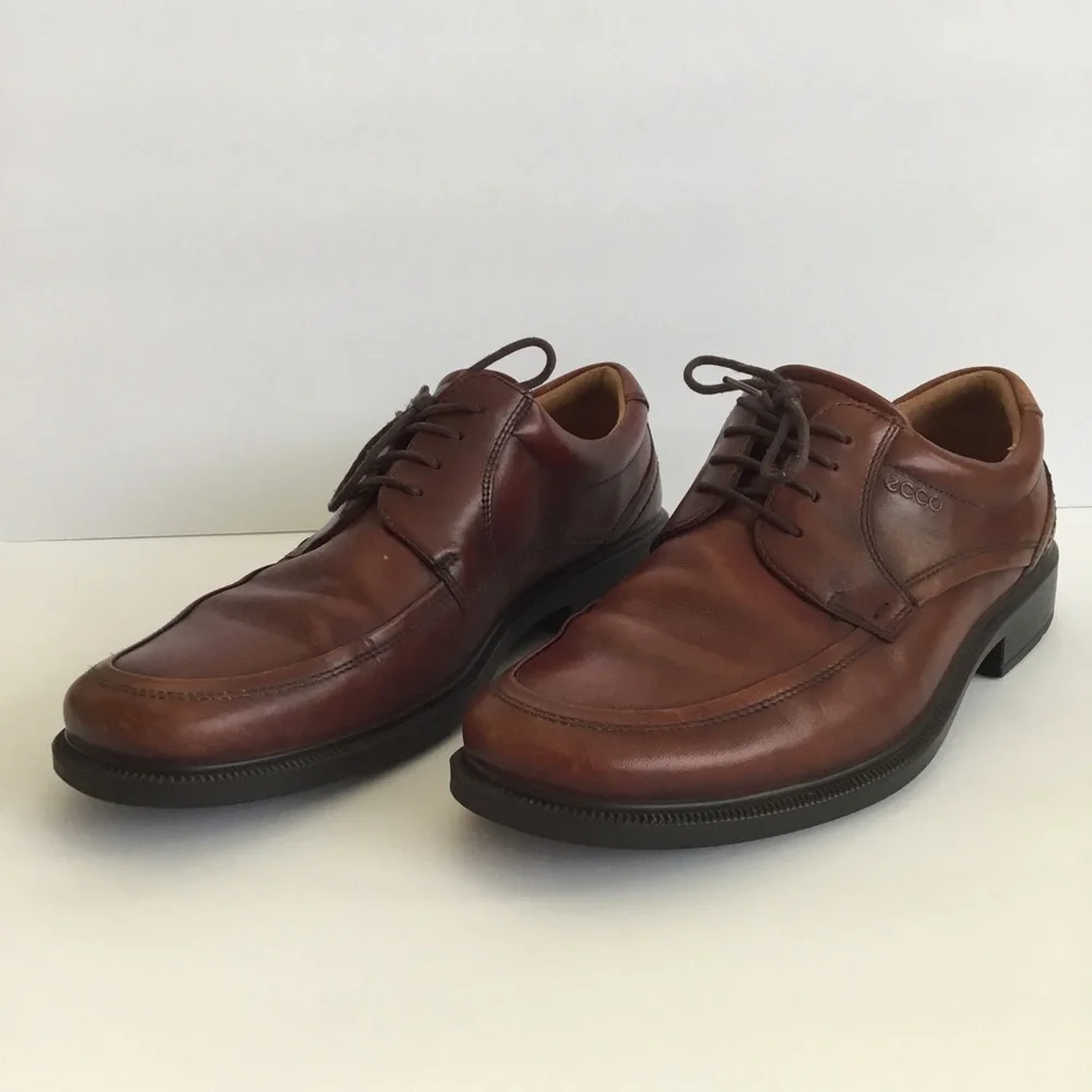 Ecco Mens Brown Leather Oxford Casual Shoes Lace Up Size 45 EU